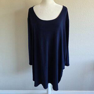 Susan Graver Modern Essentials Navy Liquid Knit Scoop Neck Tunic Dress Plus 4X